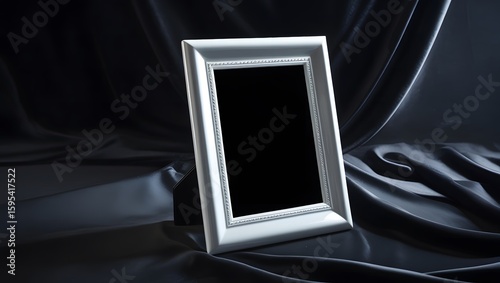 Empty white frame template mockup for pictures frame set on dark black background