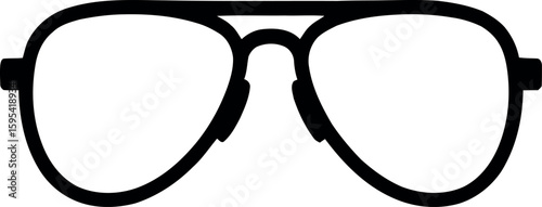 Aviator style eyeglasses outline isolated on white background