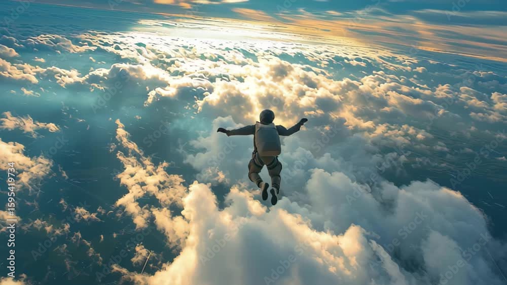 custom made wallpaper toronto digitalSkydiver leaps from aircraft into a cloud-filled sky during a bright afternoon