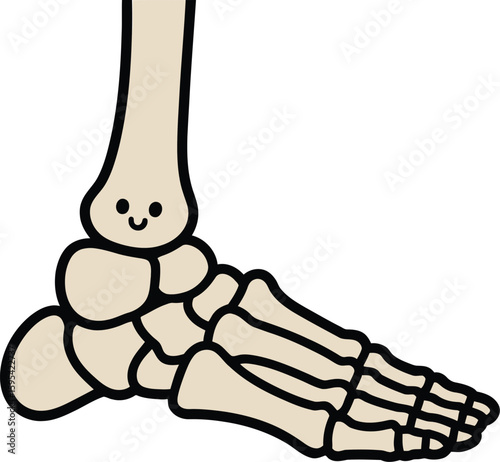 Cute Cartoon Illustration of a Happy Foot Bone