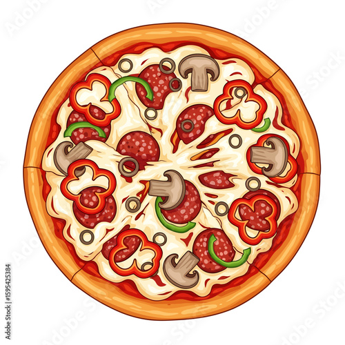 Delicious Pizza A mouthwatering food Illustration