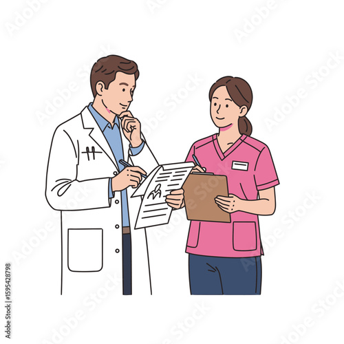 Healthcare Professionals Reviewing Medical Records Together