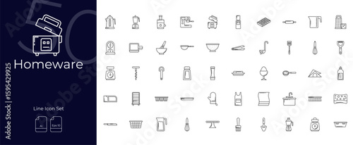 Homeware Line Editable Icons set. Vector illustration in modern thin line style of Homeware icons: kitchen, spoon, food, etc