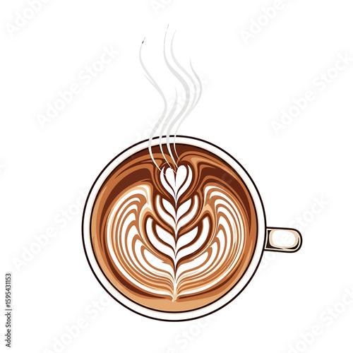 Latte Art Delight A cup of coffee with artistic swirl
