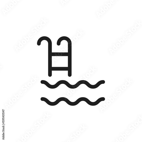 swimming pool icon is designed in a visually appealing and easily recognizable style. It’s suitable for various visual needs such as apps, digital media, or other graphic design projects