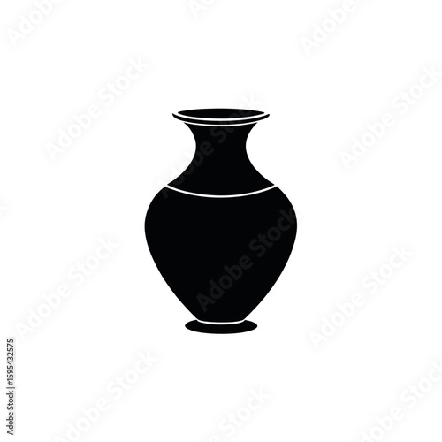 Clean Lined Black Vase Illustration for Modern Home Decor and Interior Style