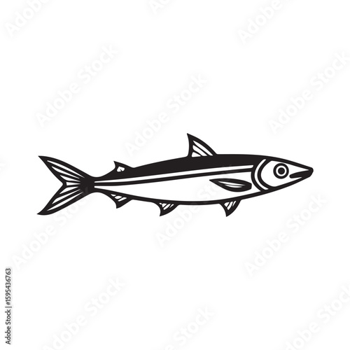 Herring fish silhouette vector sticker illustration logo design 
