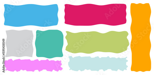 Set of wavy organic rectangles and squares colorful vector illustration	