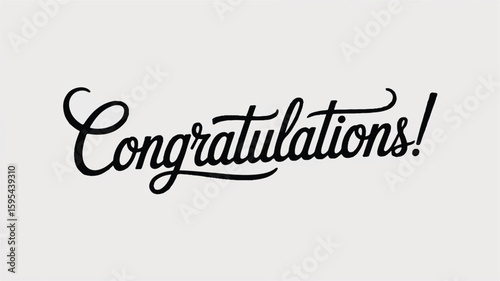 Black script text congratulations on light gray background