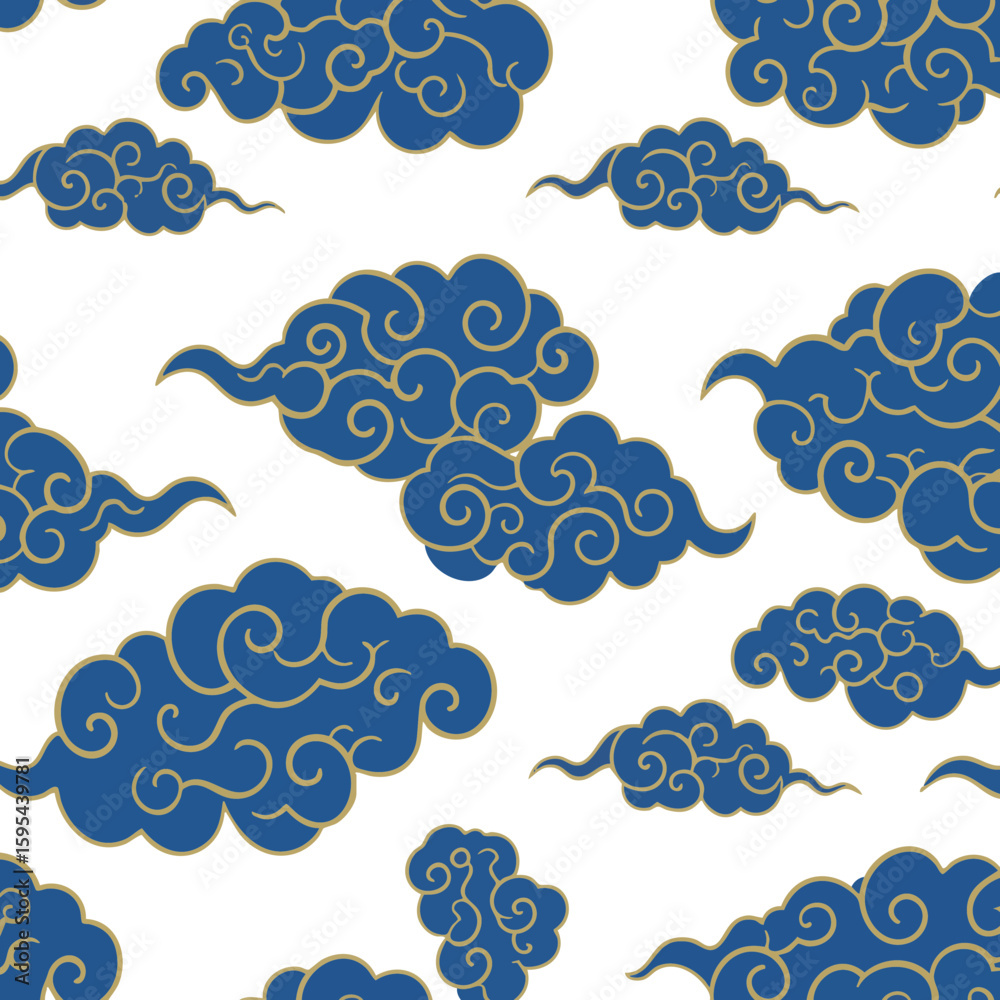 Fototapeta premium Vector illustration of xiangyun cloud pattern decorative on white background, traditional design