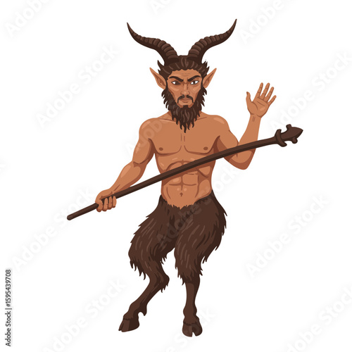 Vector illustration of satyr mischievous playing on white background