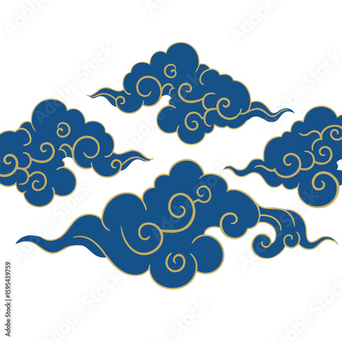 Vector illustration of xiangyun cloud pattern decorative on white background, traditional design