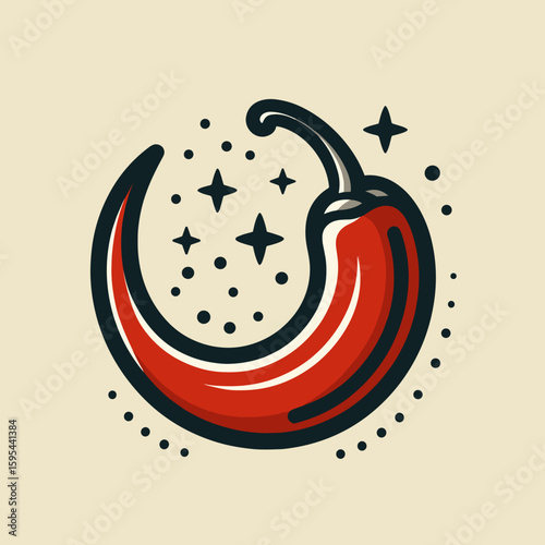 Vibrant chili pepper illustration with decorative elements for culinary and food art