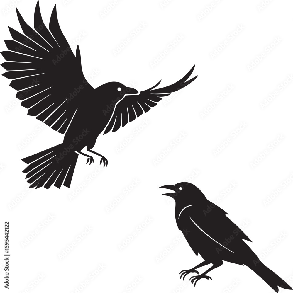 Obraz premium Bird Silhouette Vector Elegant Flying Bird Shape for Logo, Tattoo, and Print Design