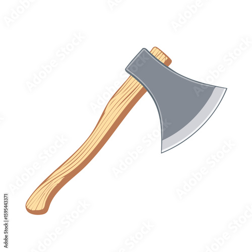 Sharp axe with a wooden handle isolated on white background. Metal chopping tool for lumberjack