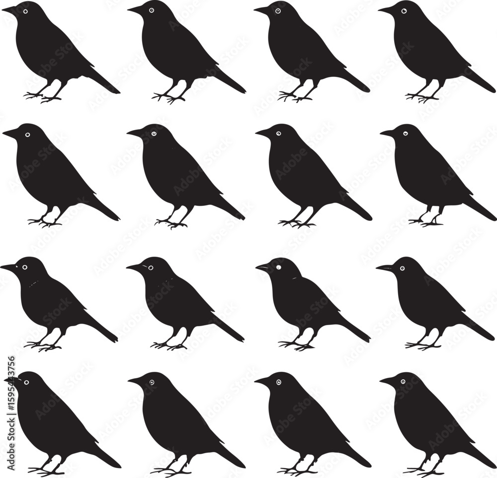 Fototapeta premium Bird Silhouette Vector Elegant Flying Bird Shape for Logo, Tattoo, and Print Design