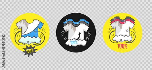 logo element icon symbol for clothes and household items for washing white and colored things stain remover house cleaning on a transparent background