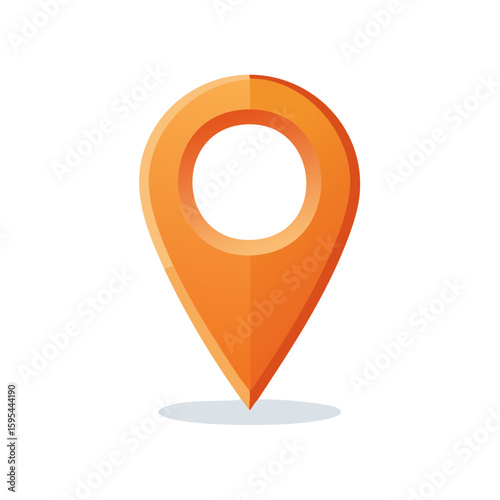 Orange location marker, vector map pointer or pin indicating a precise position and gps navigation