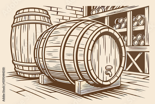  rustic, wooden, oak barrel, weathered, antique, vintage, whiskey, bourbon, beer, keg, distillery, cellar, sepia tones, textured, vignette, detailed, high resolution