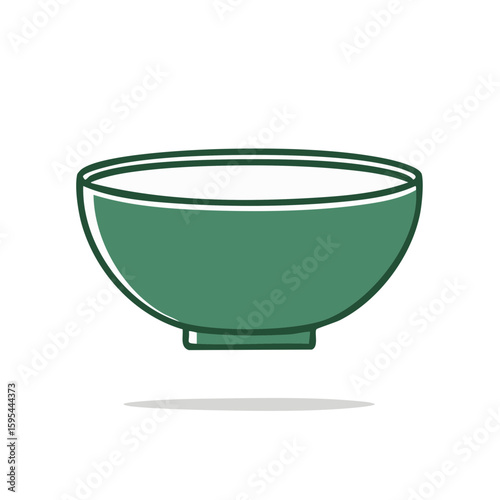 Green Empty Bowl Vector Illustration Graphic Design Isolated on White Minimalist Kitchenware Simple Pottery Cookware