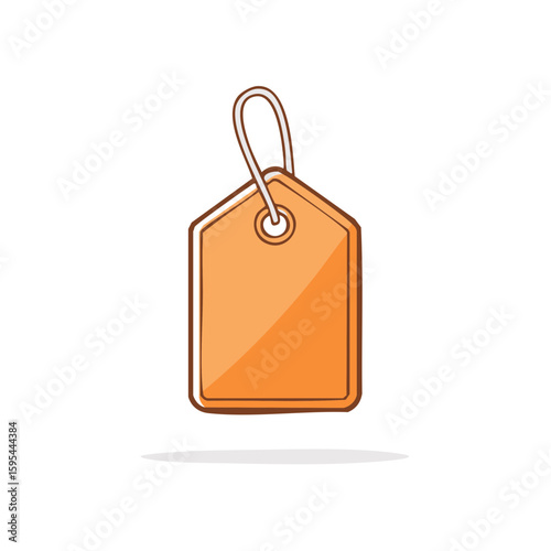 Stylized Hanging Price Tag in Orange Color with String for Product Information or Retail Sales