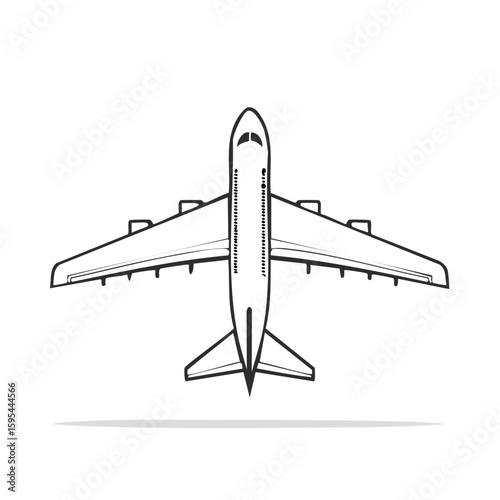 Airplane vector illustration, commercial airline jet in flight, aviation icon