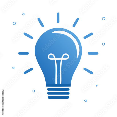 Blue light bulb emitting light rays creative concept for idea generation solutions vector illustration