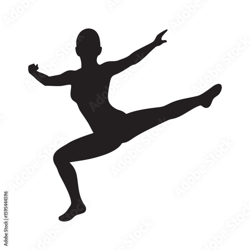 Dynamic Silhouette of a Female Gymnast in Motion