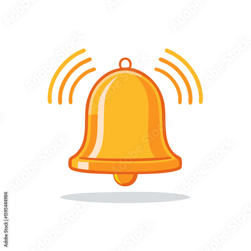 Golden ringing bell illustration signifying alarm, notification, attention or alert concept