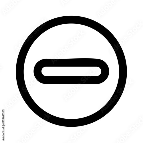 Black Minus Sign Icon in Circle Mathematical Symbol Negative Reduction Deduction Subtraction Less