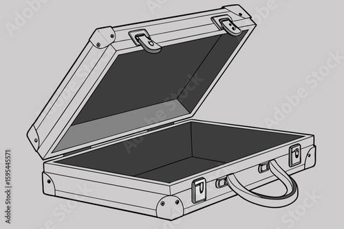  elegant, silver, metal briefcase, black interior, sleek, modern, minimalistic, luxury, high-quality, executive, sophisticated, opened, stylish, professional, business, silver hardware, reflective s