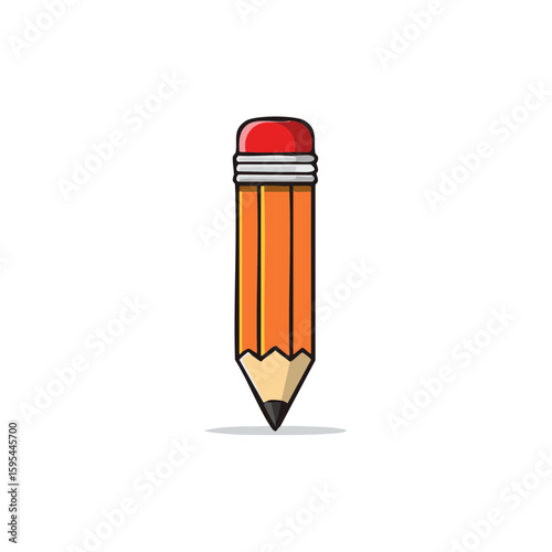 Stylized Orange Pencil with Eraser, Simple Design for School Supplies and Creative Projects