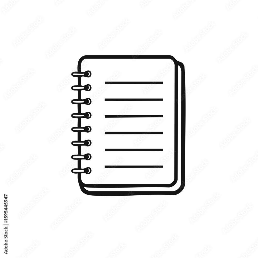 Spiral Bound Notebook with Lines Illustration Template for Writing Notes Spiral Bound Notebook with Lines Illustration Template for Writing Notes
