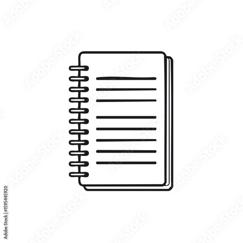 Spiral Notebook Outline Illustration with Blank Ruled Pages for Notes and Reminders