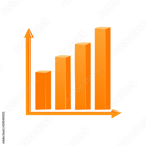 Growth Chart with Arrow Axis and Orange Bars Showing Upward Trend
