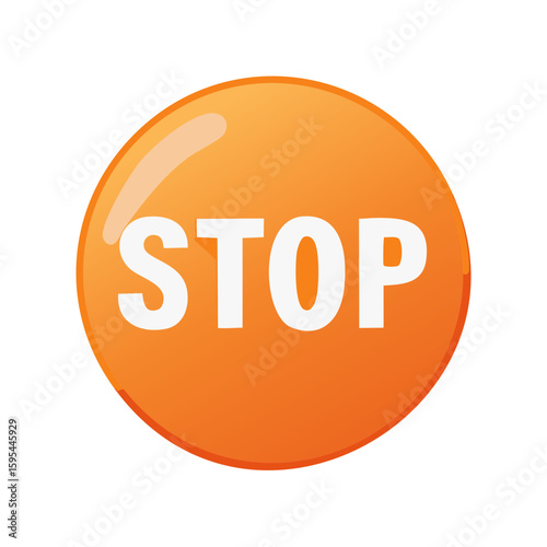 Orange Stop Sign Icon with Glossy Finish Signaling Halt or Prohibition