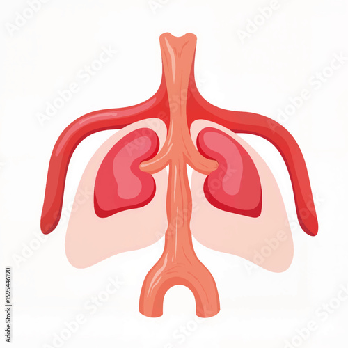 Anatomical illustration of human lungs with bronchial tubes  
