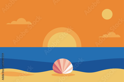 A Coastal Sunset with Seashells and Gentle Tides