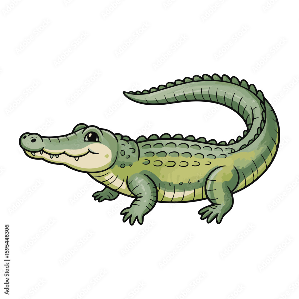 Obraz premium Cute Crocodile Cartoon Character Vector