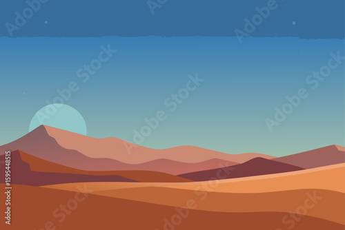 Desert plateau with light haze at dusk
