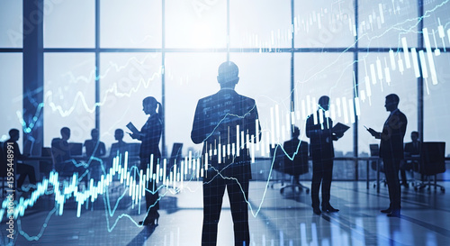 Strategic Business Analysis: Team Analyzing Financial Data and Stock Market Trends for Investment Growth in Modern Office. Finance and Investment.