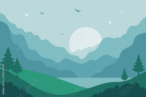 Morning Fog In A Quiet Valley With Birds Singing
