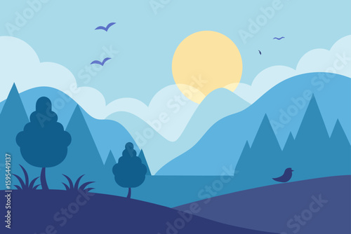 Morning Fog In A Quiet Valley With Birds Singing