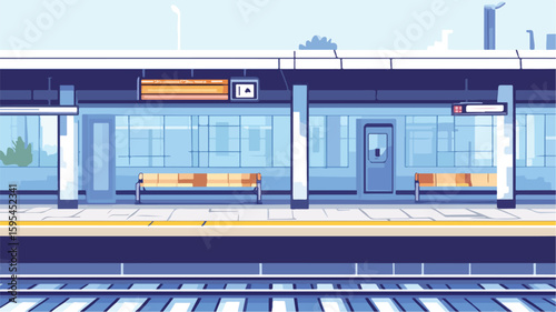 Modern Urban Train Station Platform in Public Transit Setting