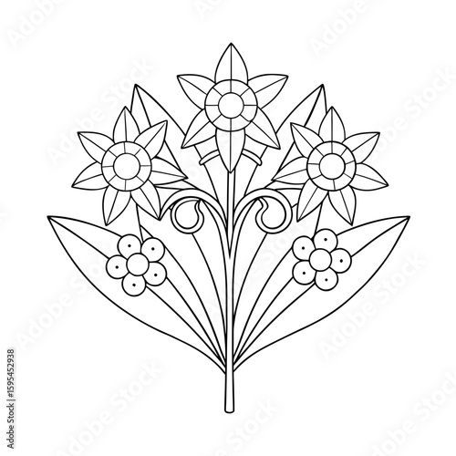 Draw a Detailed Bouquet of Lilies of the Valley, Each Bell and Leaf Coloring Page