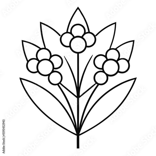 Draw a Detailed Bouquet of Lilies of the Valley, Each Bell and Leaf Coloring Page