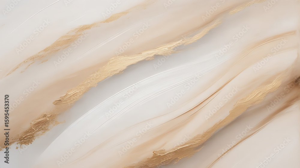 Obraz premium Abstract Creamy White and Gold Swirls Elegant Minimalist Pattern Design Subtle Luxury Artistic Aesthetic Background Texture Elegant