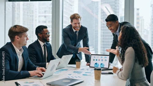 Business people shaking hands after closing a business deal in the office