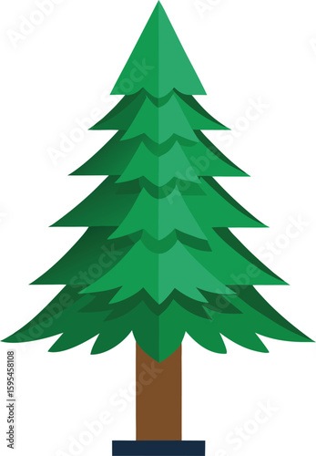 Green christmas tree illustration isolated on white background