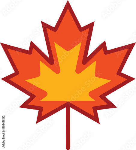 Stylized maple leaf autumn symbol isolated on white background